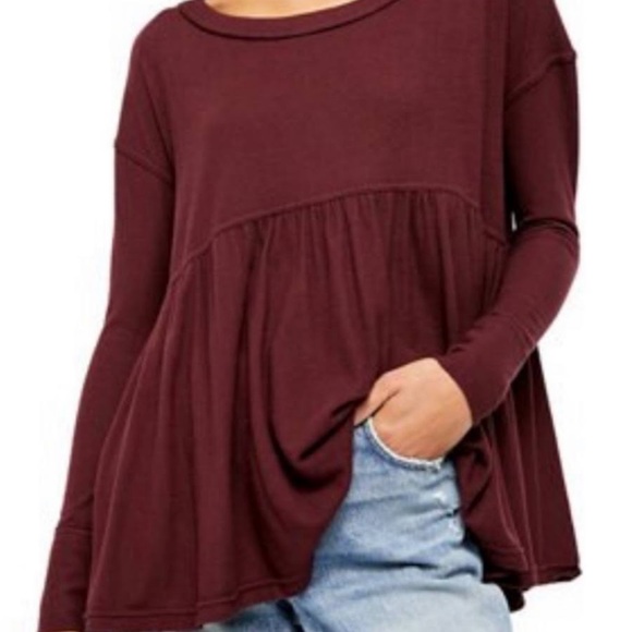 Free People Maroon “Forever Your Girl Babydoll” Top in size XS - Picture 7 of 8